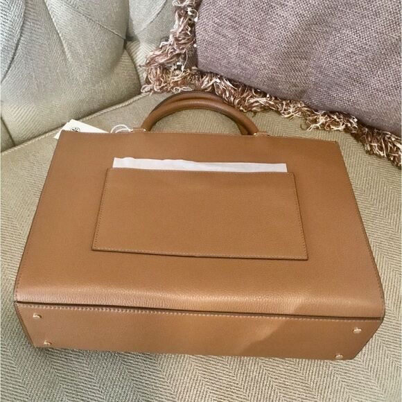 TORY BURCH BRITTEN TOTE HANDBAG CROSSBODY COGNAC GOLD HARDWARE - Picture 5 of 12